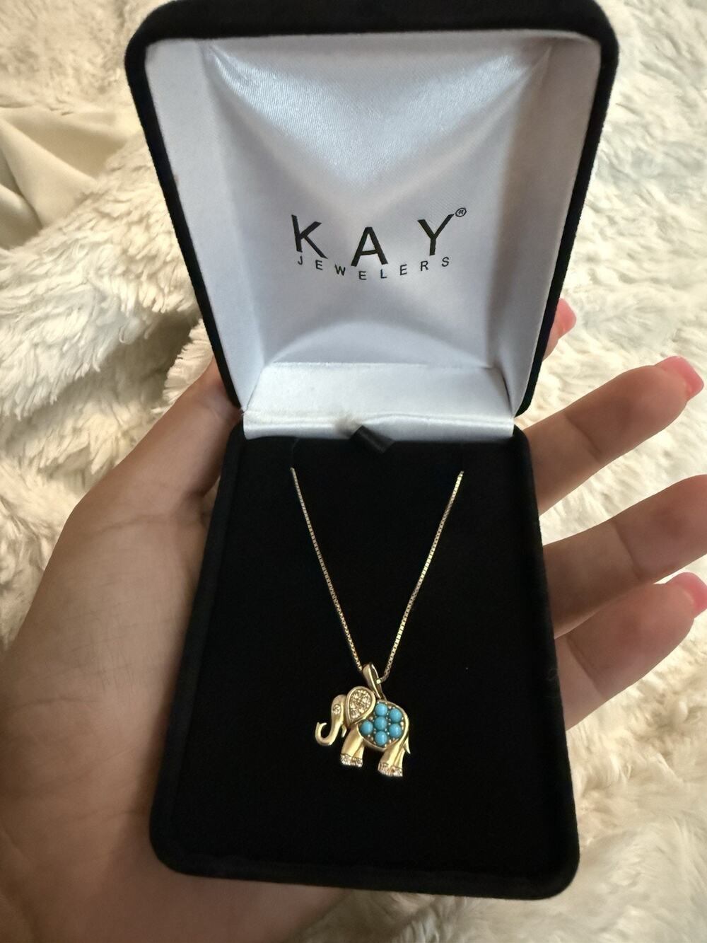 Kay Jewelers Le Vian Turquoise Elephant Pendant Necklace Gold & Diamonds